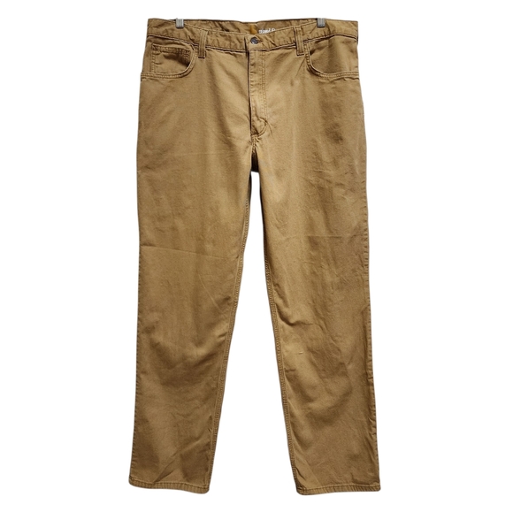 Carhartt Pants Men 38x33 Brown Straight Leg Relaxed Fit Workwear Utility Stretch - Picture 1 of 9